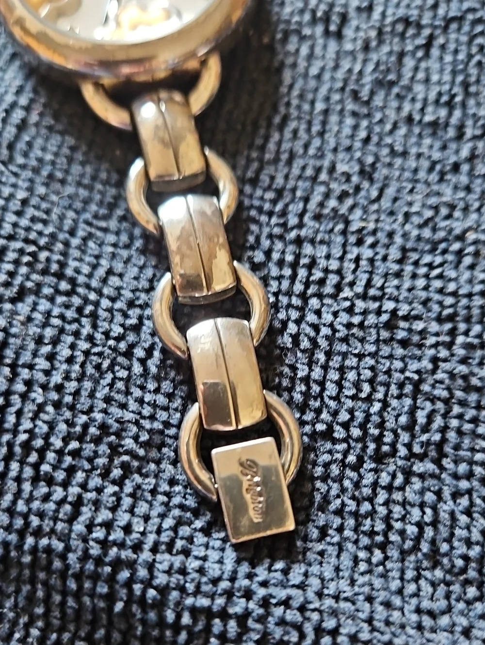 Vintage Brighton Two-Tone Flower Accent Harmony Bracelet Watch - Gold & Silver